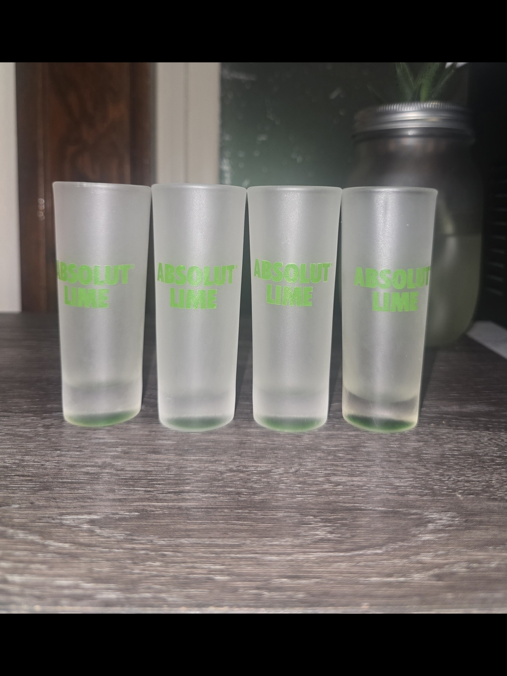 Set of 4 Absolut Lime Frosted Shot Glasses